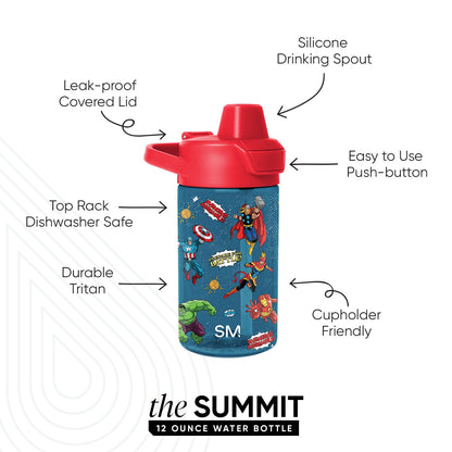 Summit Kids Plastic Water Bottle with Simple Flip Straw Lid